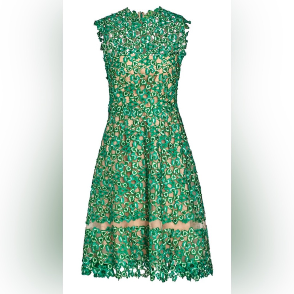 LELA ROSE Women's Floral Embroidered Lace Sleeveless Dress